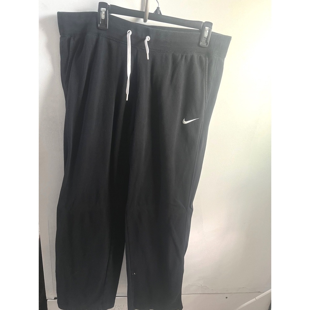Nike Mens XL Black Fleece Sweatpants Embroidered Swoosh Drawstring Joggers
